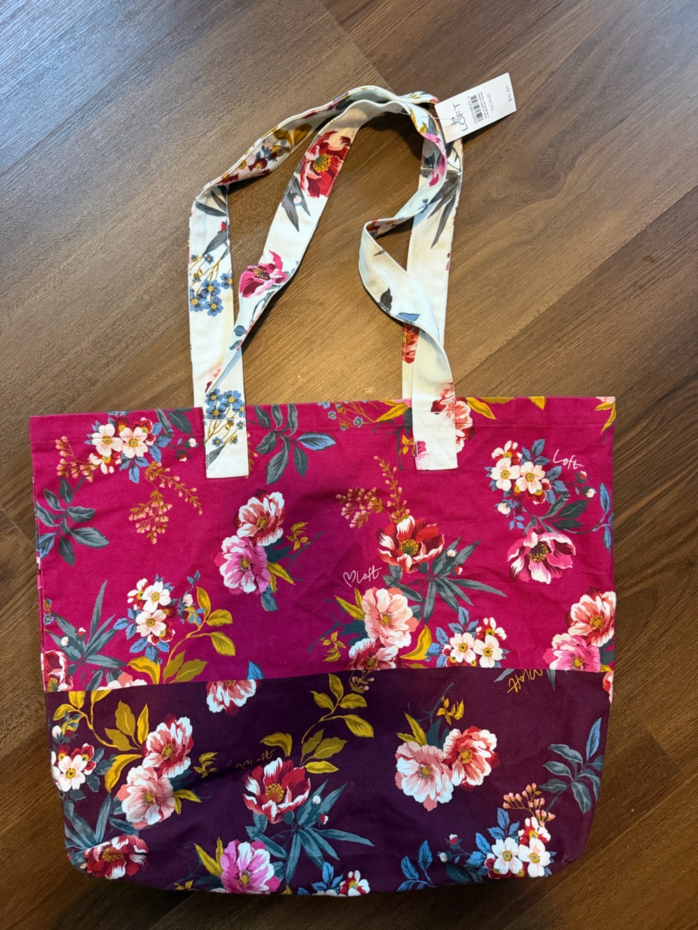 LOFT Floral Book Bag Tote Bag New with tags
